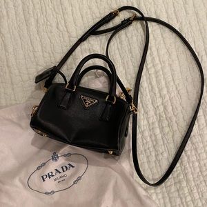 PRADA mini Boston bag - black leather crossbody
